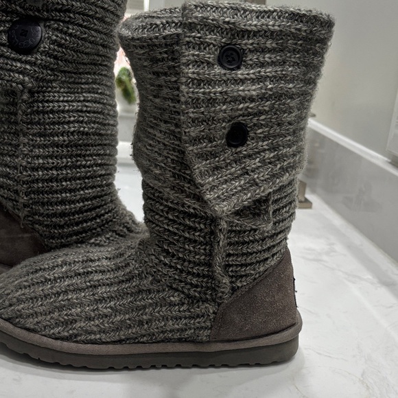 UGG Gray Knit Button Boots - Picture 2 of 11